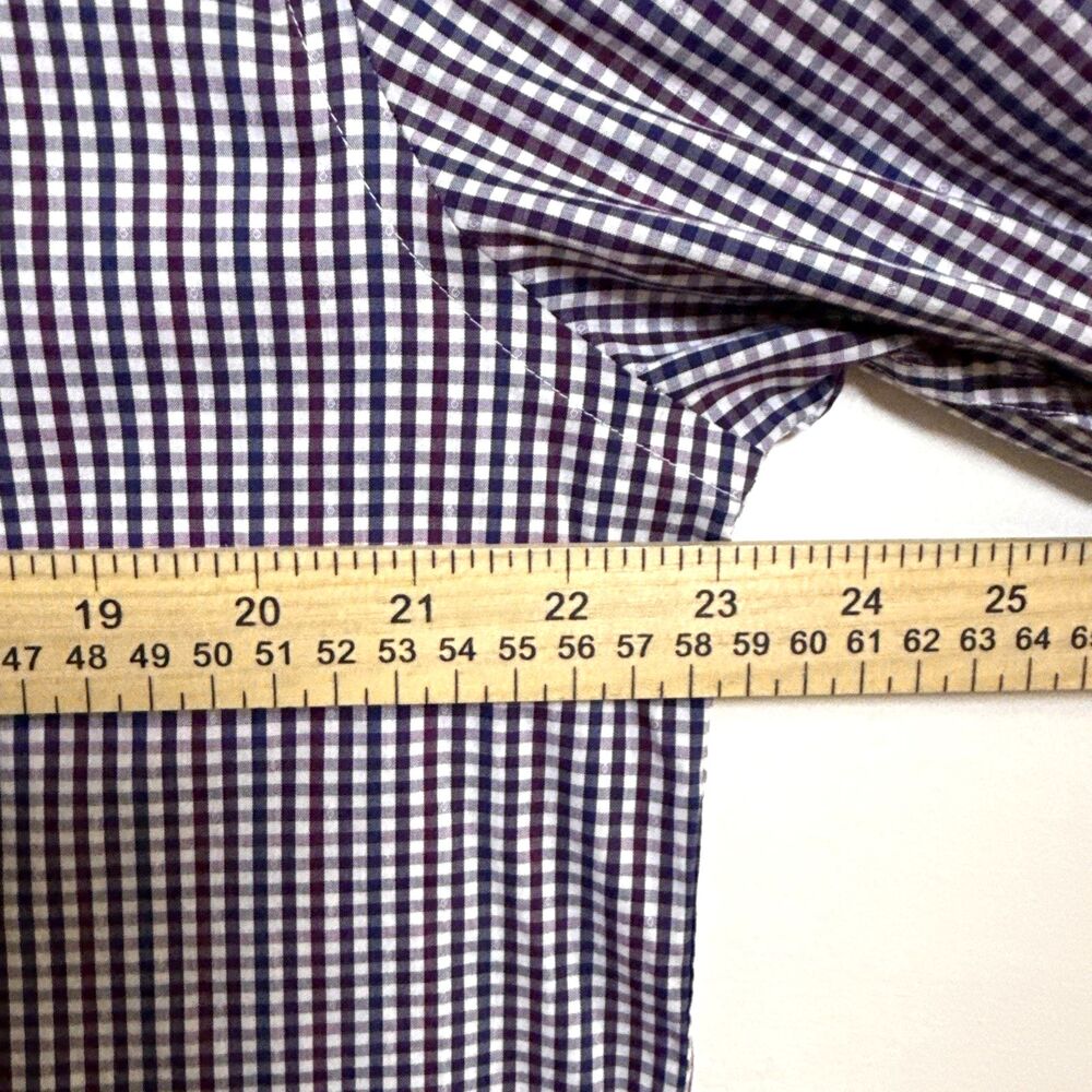 Michael Kors Slim Fit Travel Stretch Dress Shirt Cotton-Nylon Wine Blue Size XL - Picture 7 of 8